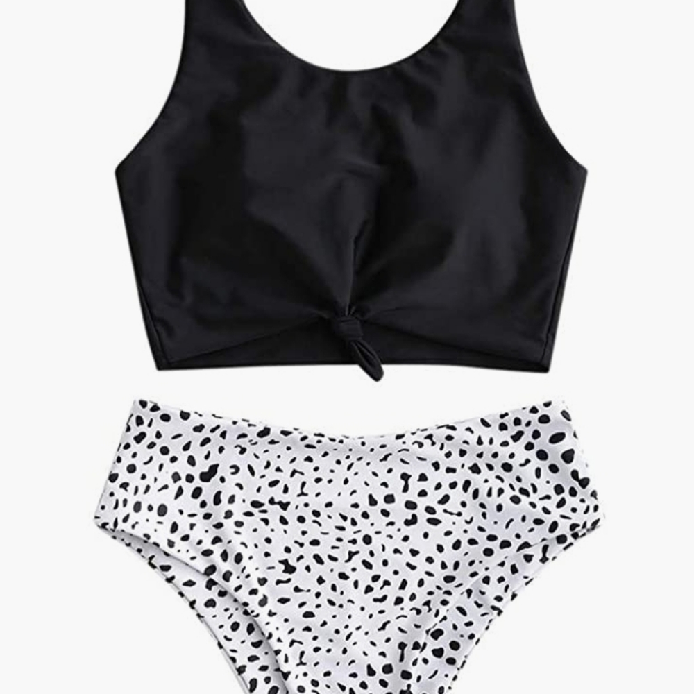 Women's Animal Print Knotted Tankini Set